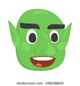 Goblin Green Sign Emoji Icon Illustration. Fantasy Vector Symbol Emoticon Design Clip Art Sign Comic Style.