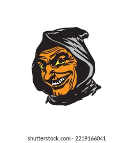 Goblin grim reaper on Halloween. Suitable vector for design content and illustration in Halloween Event