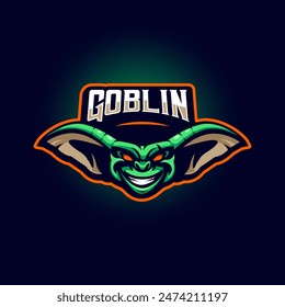 Goblin Head Mascot Cartoon Logo Design Illustration