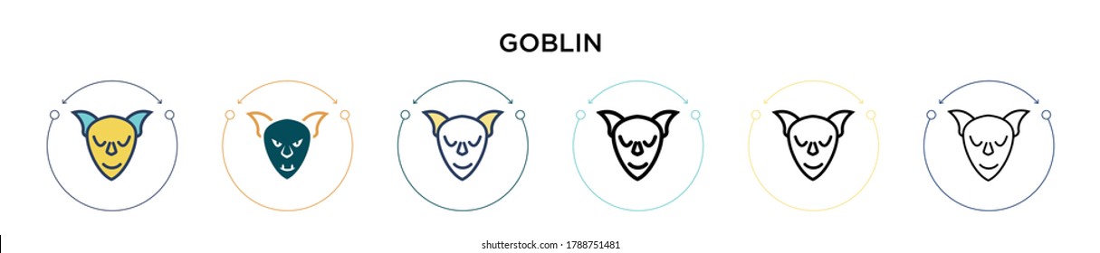 Goblin icon in filled, thin line, outline and stroke style. Vector illustration of two colored and black goblin vector icons designs can be used for mobile, ui, web