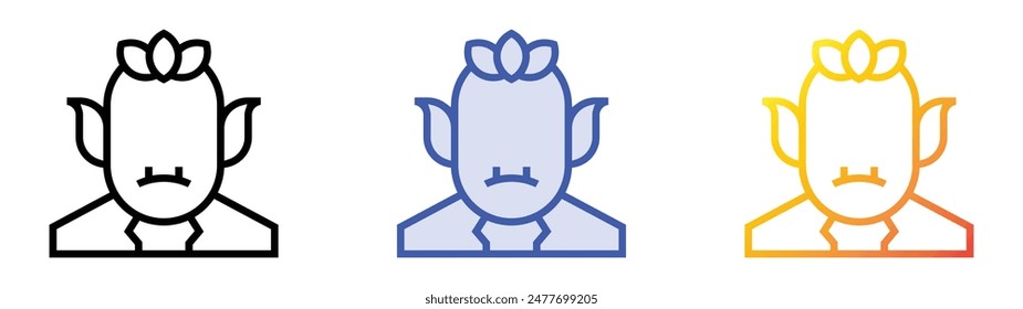 icono de duende. Diseño de estilo de relleno lineal, azul y degradado aislado sobre fondo blanco