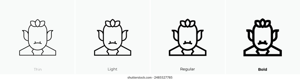 goblin icon. Thin, Light Regular And Bold style design isolated on white background