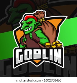 Goblin Gamer Mascot Esport Logo Design Stock Vector (Royalty Free ...