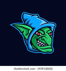 goblin mascot esport logo vector design , green goblin head 