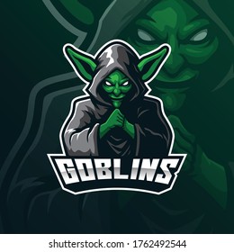 goblin mascot logo design vector with modern illustration concept style for badge, emblem and tshirt printing. goblin illustration for sport and esport team.