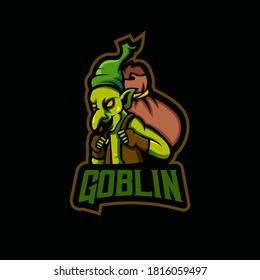 Goblin mascot logo design vector with modern illustration concept style for badge, emblem and t shirt printing. The goblin thief illustration for e-sport team
