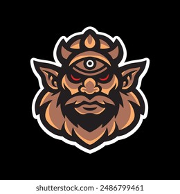 goblin monster head.vector illustration on black background