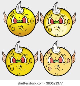 Goblin Monster Smiley Vector Set