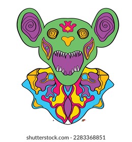 Goblin Rabbit Head Psychedelic Illustration 