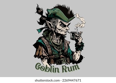 Goblin-Rum-Vektorgrafik für T-Shirt-Design