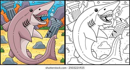 Goblin Shark Malvorlage Farbige Illustration