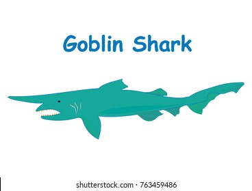 Goblin Shark Fish Cartoon Vector Illustration for Kids Design and Other Uses