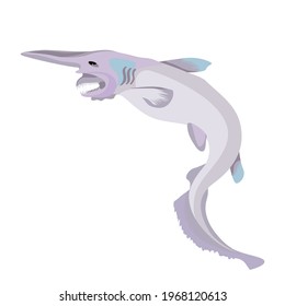 Goblin shark. Wildlife animal. Underwater fish. Vector