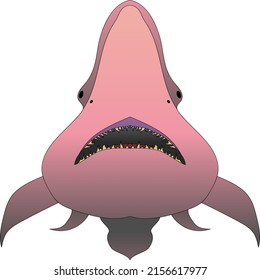 Goblin shark. Wildlife animal. Underwater fish vector. 