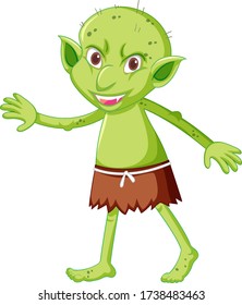 Goblin in standing position in cartoon character on white background illustration