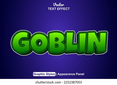 goblin text effect with graphic style and editable.