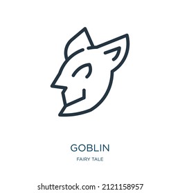 goblin thin line icon. cartoon, cute linear icons from fairy tale concept isolated outline sign. Vector illustration symbol element for web design and apps.