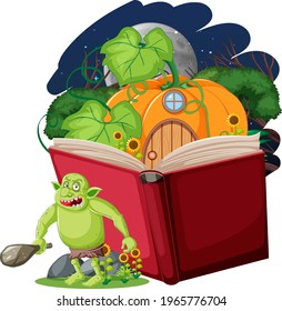 Goblin or troll cartoon character with a story book illustration