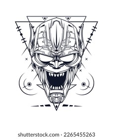 The goblin vector artwork in black and white color