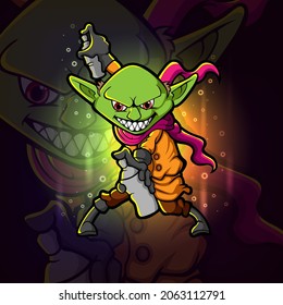 The goblin witch with the graffiti spray esport logo design of illustration