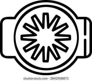 Gobo Pattern Mask Plate Line Icon Depicting Optical Snoot Projection Metal Disc Outline Symbol isolated on Transparent Background