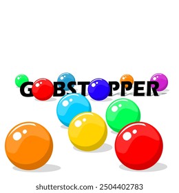 Anuncio de comida del evento Gobstopper Day. Los caramelos duros y coloridos comúnmente se llaman gobstoppers o rompemandíbulas entre los niños. Con texto en negrita sobre fondo blanco para celebrar el 14 de septiembre