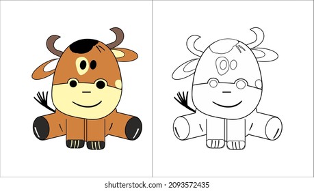 goby, cow, coloring page for young children
