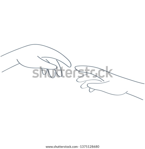 God Adams Hands Touching Fingers Genesis Stock Vector Royalty