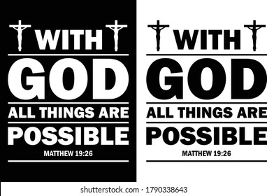 With God all things are possible-Christian cross with Bible verse, Christian Runner Bible Verse Women's t-shirt Design, Bible quote, Inspirational Motivational Quote
