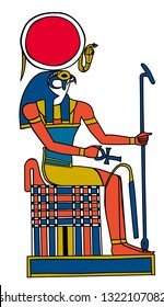 God of ancient Egyptian god · sun god. Illustration of a white background.