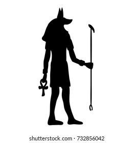 God Anubis egypt egyptian silhouette ancient egypt. Vector illustration.