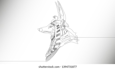 The God Anubis.anubis head vector with modern style,ancient god headed dog in egypt 