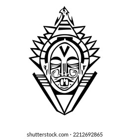 Vector de diseño de tatuaje tribal de Dios Azteca