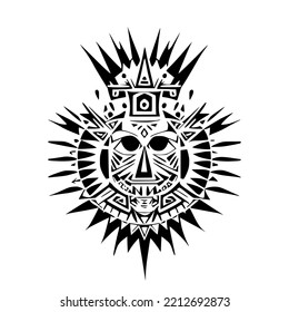 Vector de diseño de tatuaje tribal de Dios Azteca