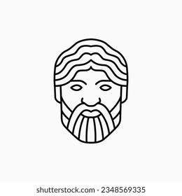 God Bearded Man Greek Outline Logo Vector Icon Illustration