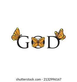 DIOS con hermosas mariposas vectores para camisetas, afiches, regalos o para cualquier aplicación
