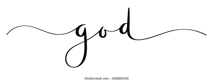 GOD black vector brush calligraphy banner with swashes