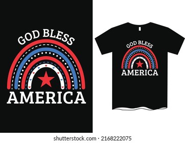 Dios bendiga a Estados Unidos 4 de julio diseño de camisetas arco iris boho