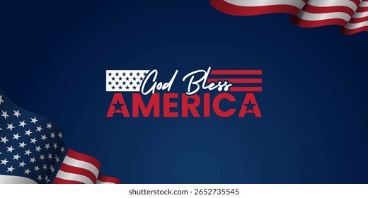 Dios bendiga el diseño de fondo de América. Anuncios, Afiches, Tarjetas De Felicitación. Ilustraciones vectoriales.
