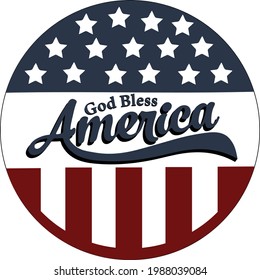 God bless America. July 4th decor. Independence Day. Vector Typography hand drawn lettering. Illustration with american flag colors. T-shirt print.