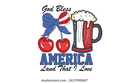 God Bless America Land That I Love PNG Design