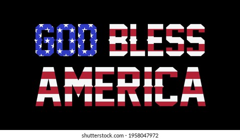 God bless America lettering with american flag. Vector illustration