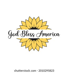 god bless america sunflower monogram,love america