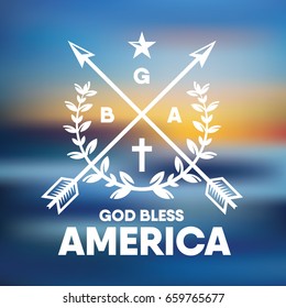 God Bless America.  Vector. Memorial Day. Fourth of July. July 4