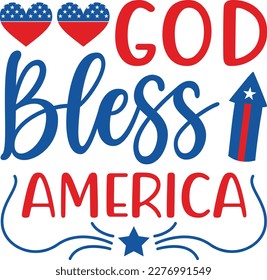 God bless America-Memorial Day, Hand drawn lettering phrase isolated on white background, Calligraphy graphic design typography and Hand written, EPS 10 vector, SVG