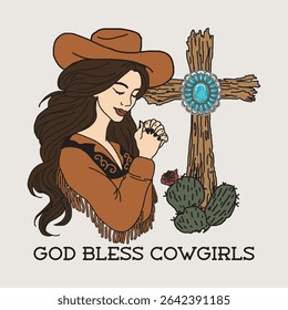 God Bless Cowgirls Christian Western Graphic
