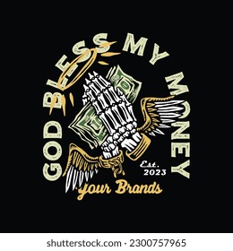 God bless my money tee graphic vectors.