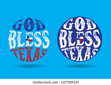 God Bless Texas Design Concept, Vector Eps 10.