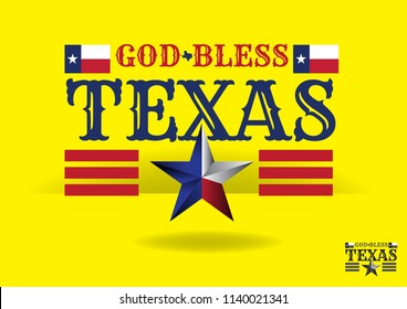 God Bless Texas Logo Concept, American, USA, Vector EPS 10.