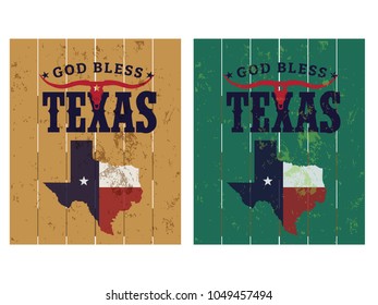 God Bless Texas With Map Typography Design Vector Eps 10.